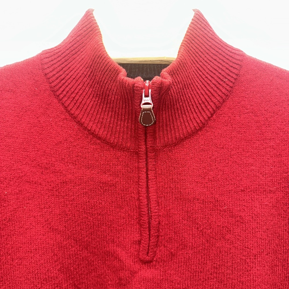 Jos A Bank Mens Red Lambswool Blend Quarter Zip Sweater Mock Neck Large NWT - Picture 5 of 5